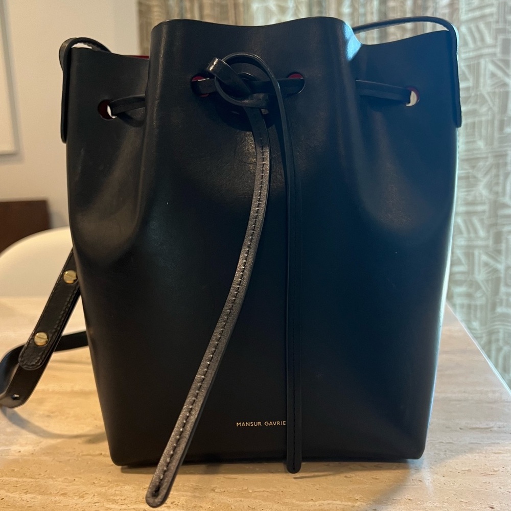 Mansur Gavriel Black Leather Mini Bucket Bag